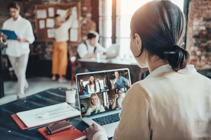 person in online meeting